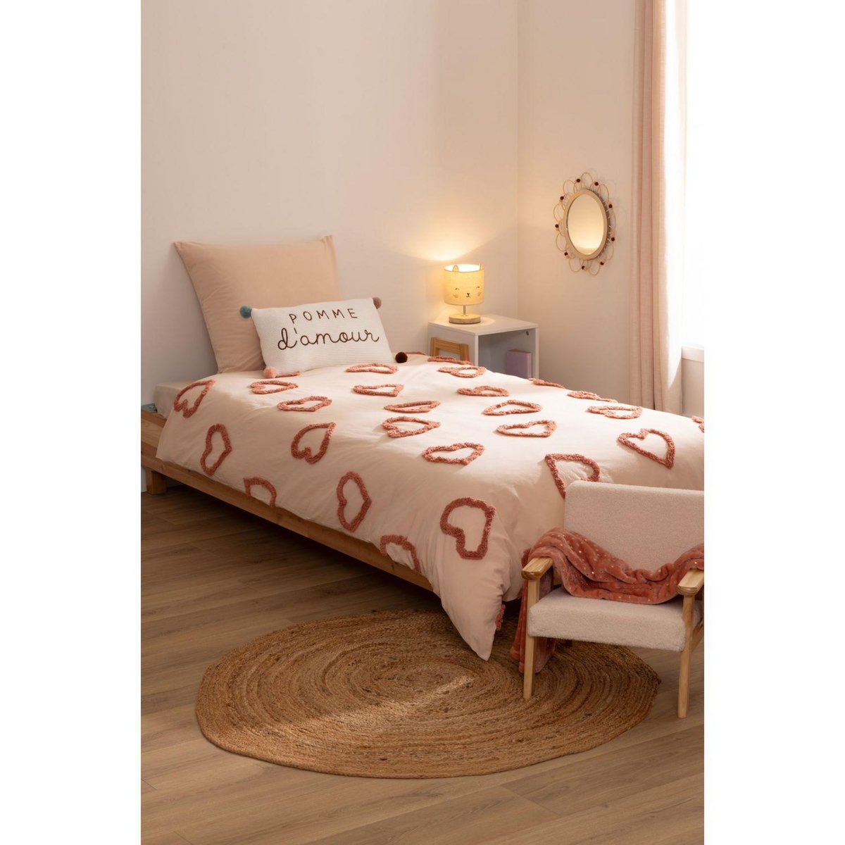 ATMOSPHERA Parure de lit enfant Amour en coton tufté - 140 x 200 cm