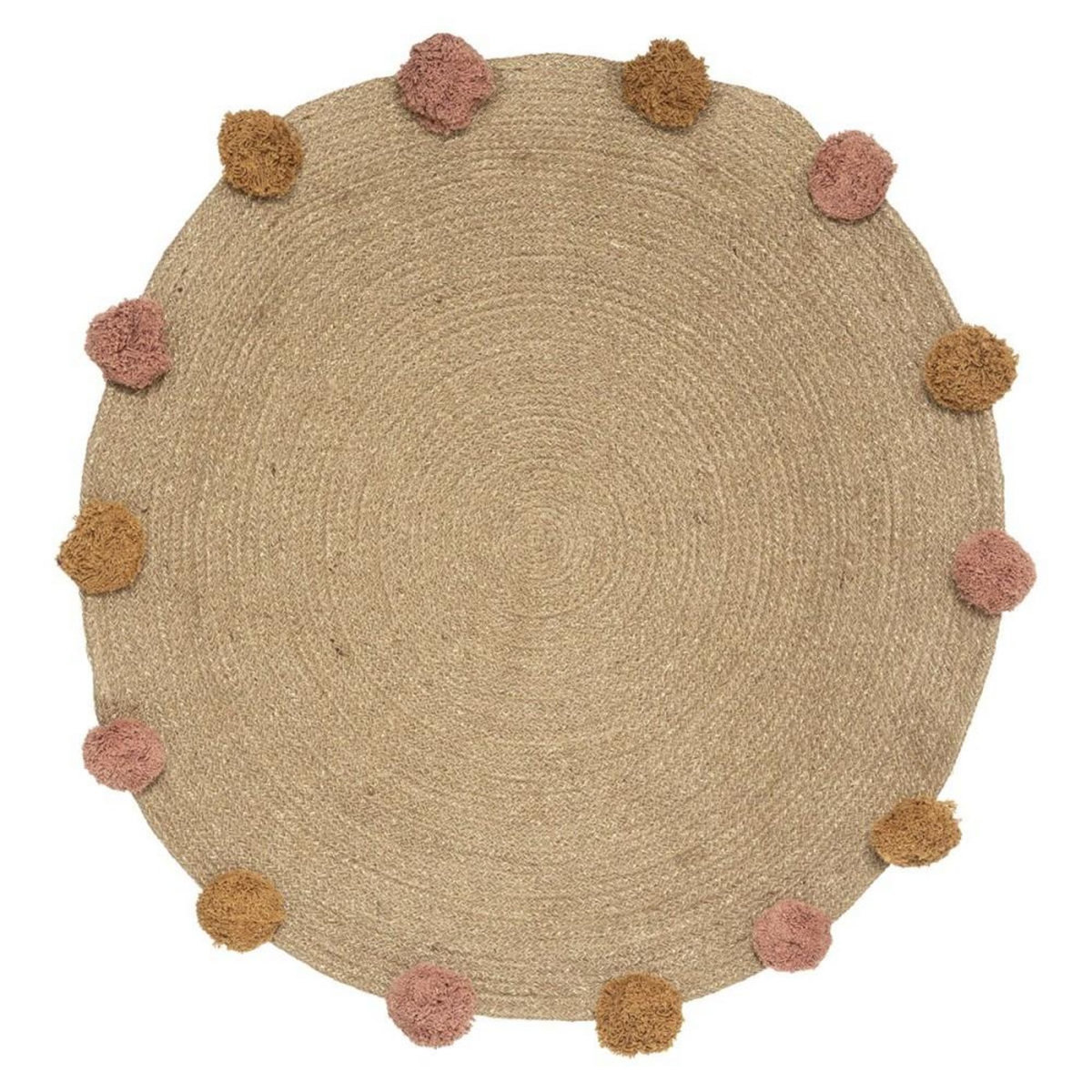 ATMOSPHERA Tapis rond jute Lili pompons D78
