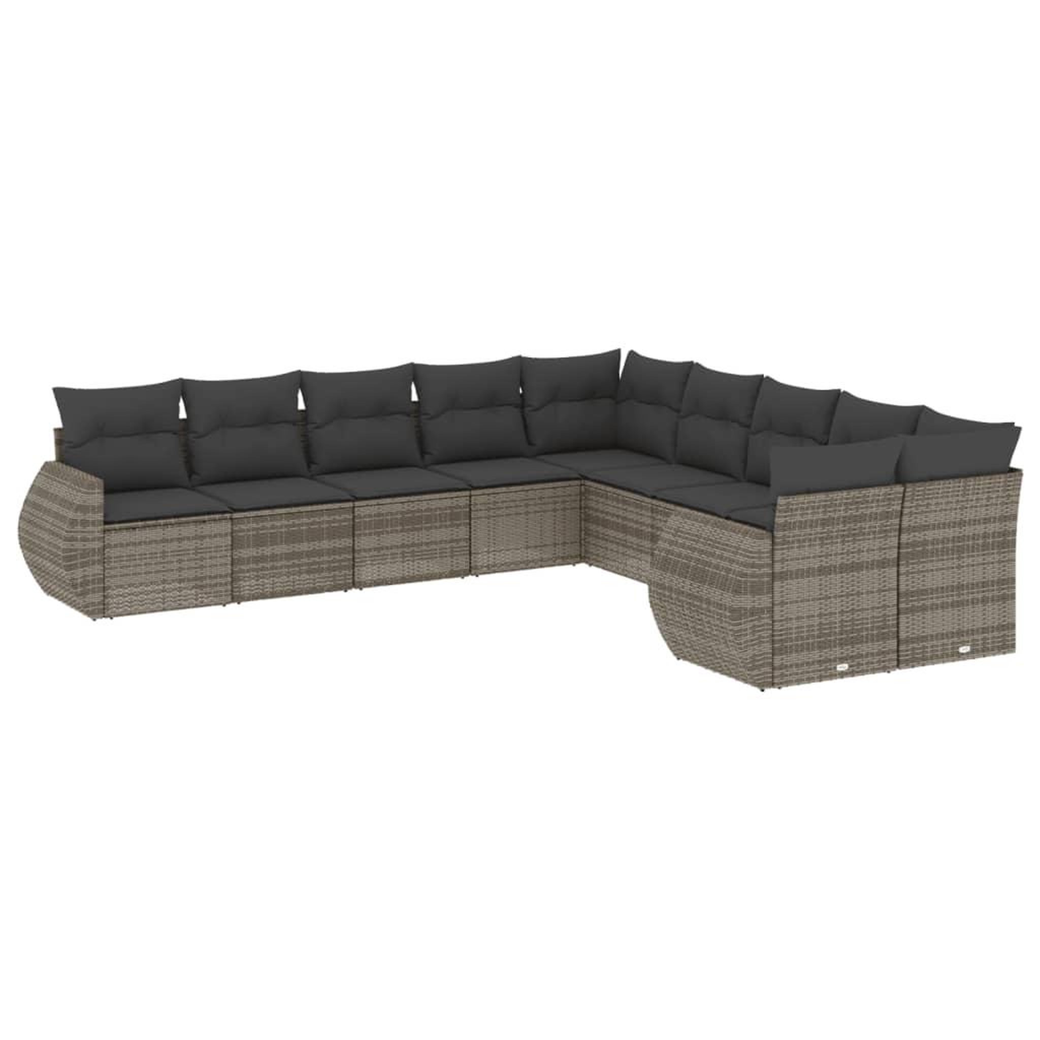 Voir la diapositive 2 : VIDAXL Salon de jardin avec coussins 10 pcs gris resine tressee
