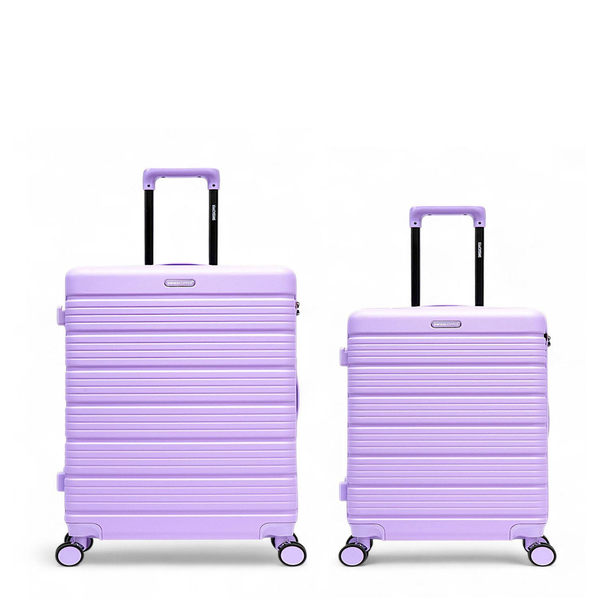 SWISS KOPPER Lot de 2 Valises Rigides Grand Format et Taille Moyenne LUGANO. Coloris disponibles : Rouge, Beige, Noir, Bleu, Violet
