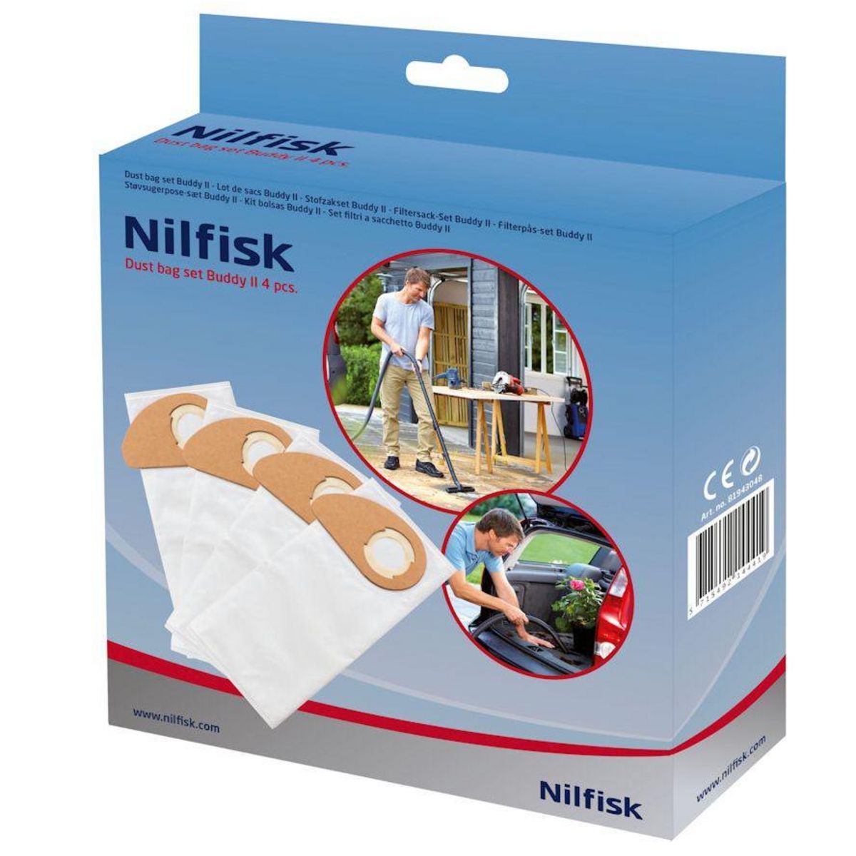 Nilfisk Lot de 4 sacs synthétique pour aspirateur - 81943048
