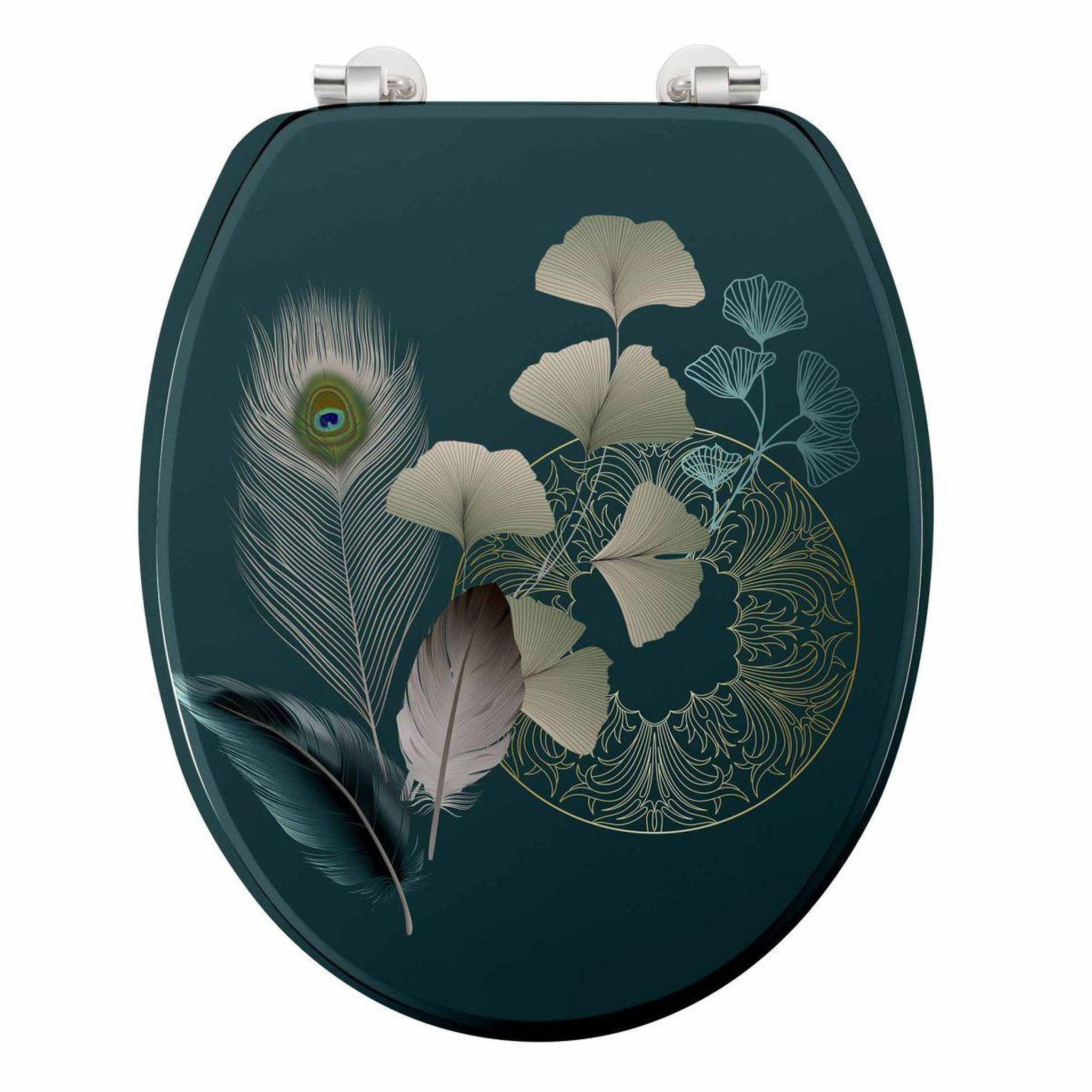Douceur d'Intérieur Abattant wc imprimé  ginkoblue  45cm vert foncé