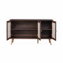 Voir la diapositive 6 : SWEEEK Buffet de rangement en cannage 120x39x70cm  - Bohème - 2 niveaux. 3 portes. pieds scandinaves. buffet bas