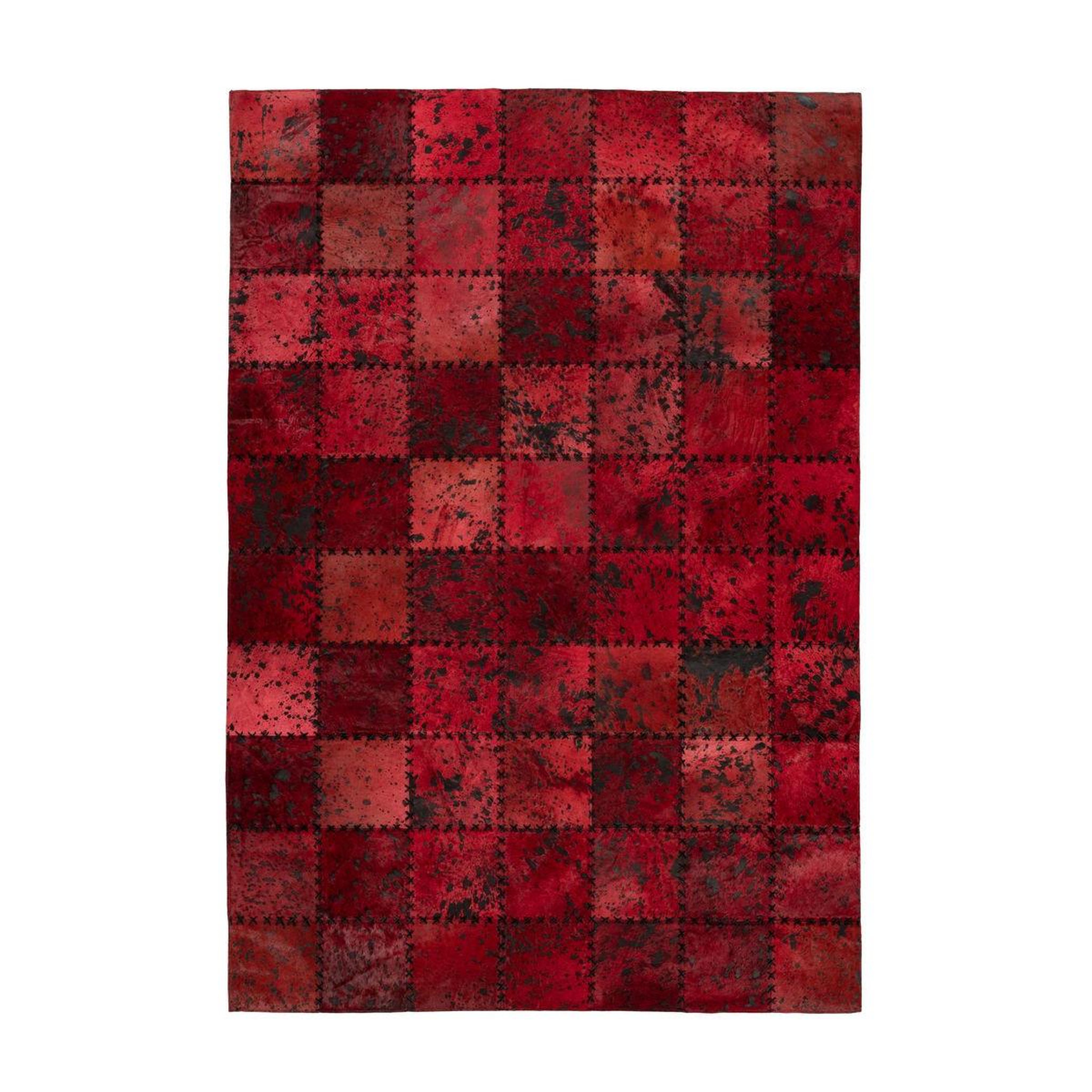 Voir la diapositive 1 : Paris Prix Tapis patchwork en cuir fait main  voila  rouge