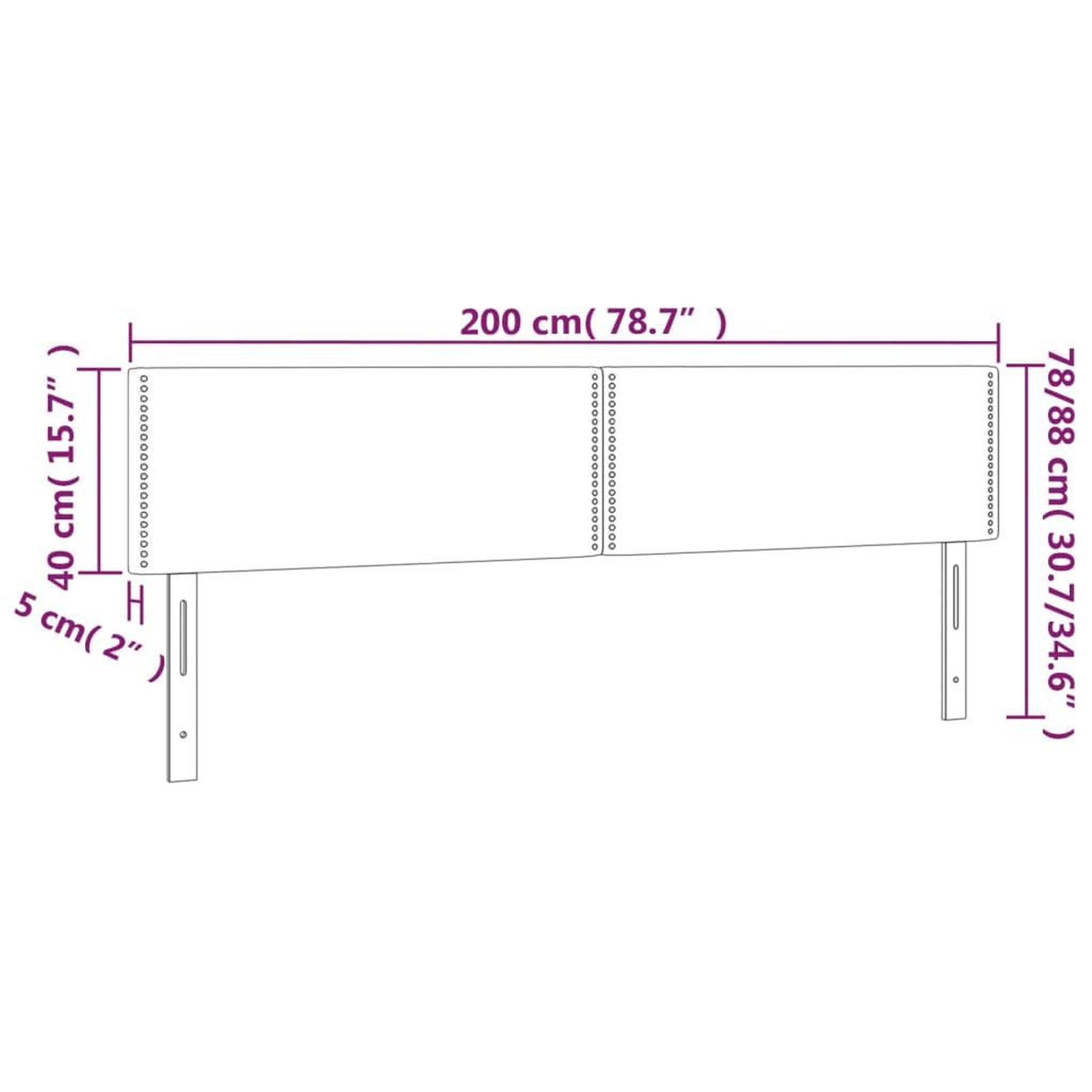 Voir la diapositive 6 : VIDAXL Tete de lit a LED Gris fonce 200x5x78/88 cm Tissu