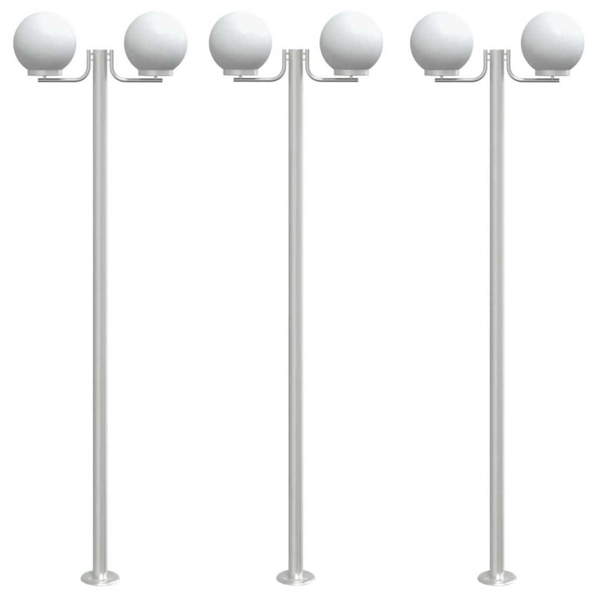 VIDAXL Lampadaires d'exterieur 3 pcs argente 215 cm acier inoxydable