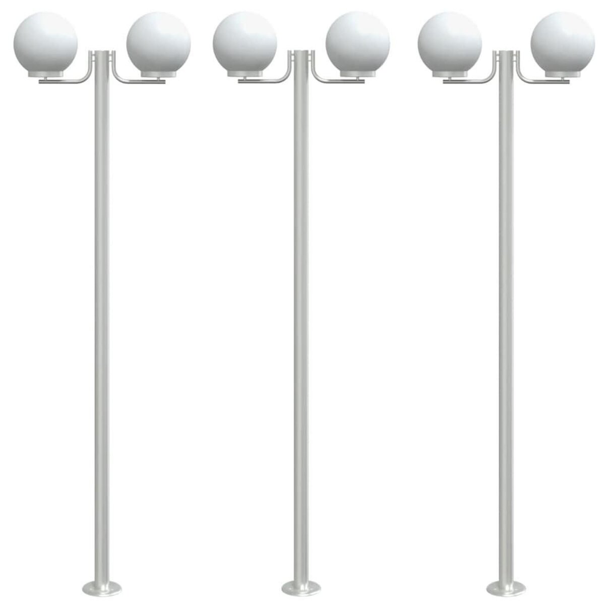 VIDAXL Lampadaires d'exterieur 3 pcs argente 215 cm acier inoxydable