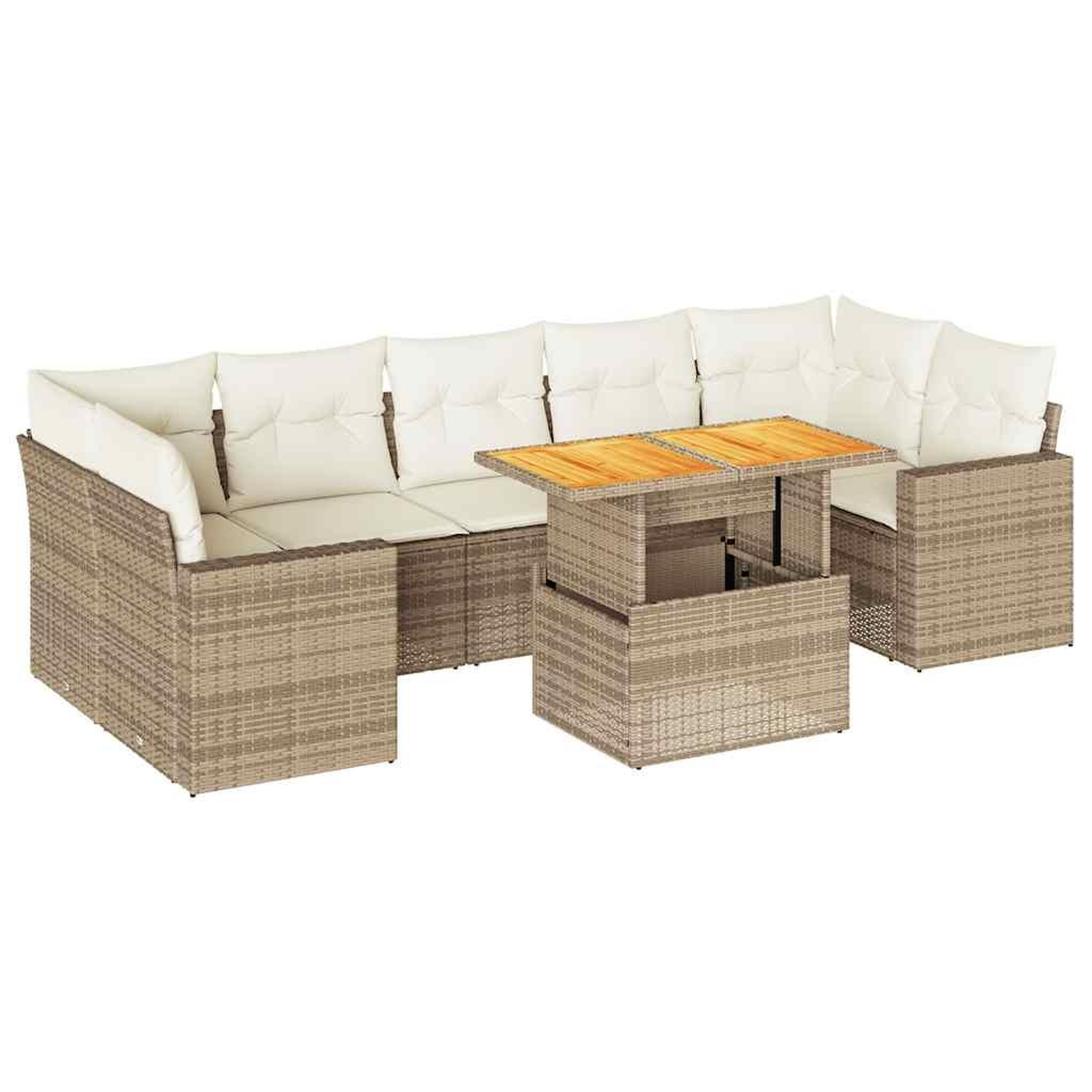 Voir la diapositive 2 : VIDAXL Salon de jardin avec coussins 8 pcs beige resine tressee