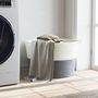 Voir la diapositive 3 : VIDAXL Panier a linge gris et blanc Ø60x36 cm coton