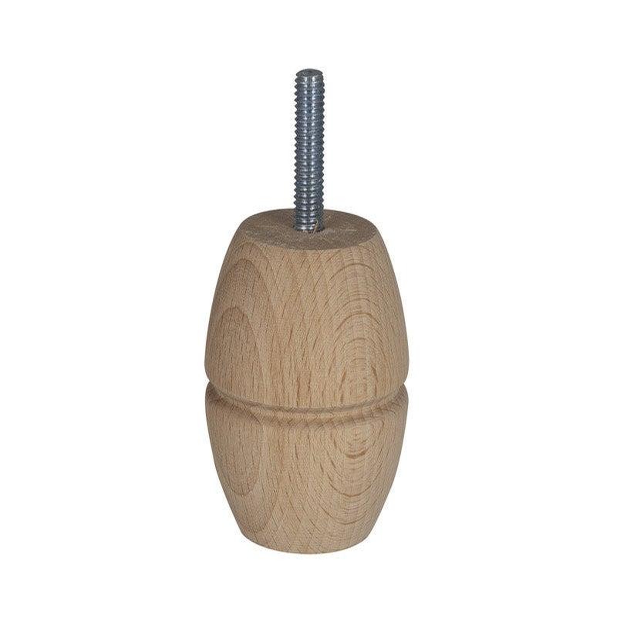 CIME Pied De Meuble Boule Fixe Hêtre Brut Blanc/Beige, 6 Cm