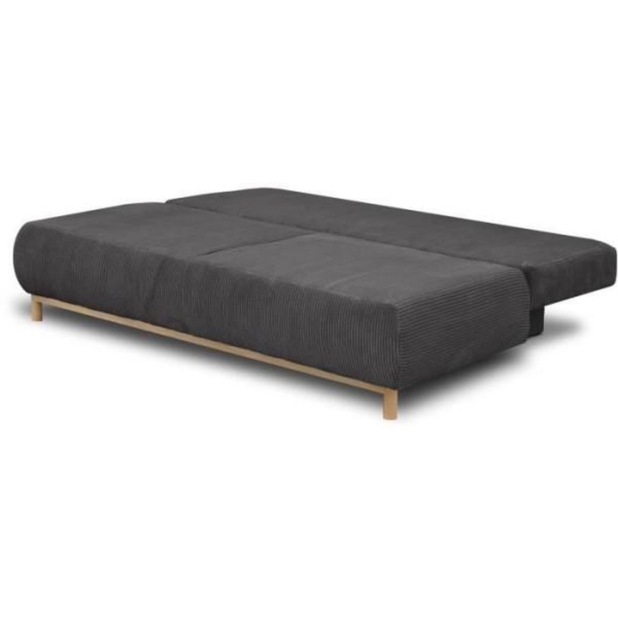 Voir la diapositive 5 : MARKET24 Banquette convertible 3 places MIKA - Velours côtelé gris foncé - Coffre de rangement - L 192 x H 84 x P 93 cm