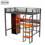 Voir la diapositive 3 : MERAX Lit mezzanine 90x200 cm coloris noir led métal