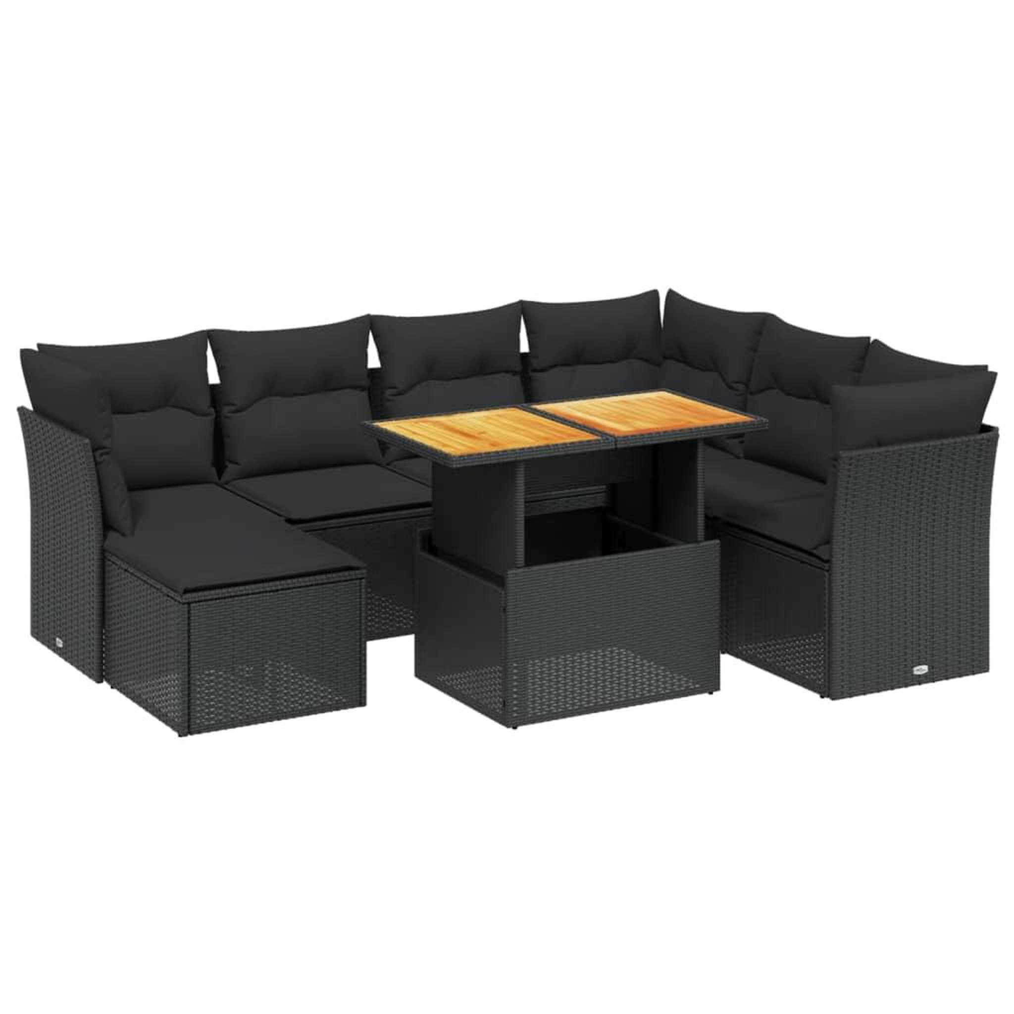 Voir la diapositive 2 : VIDAXL Salon de jardin 8 pcs avec coussins noir resine tressee