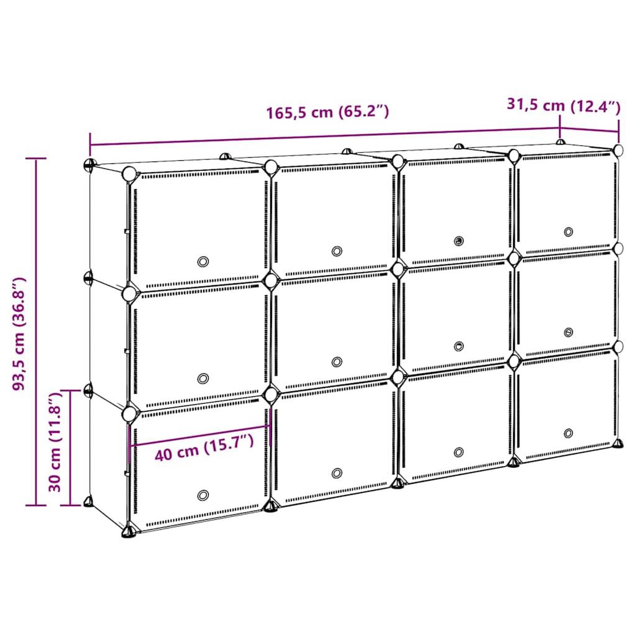 Voir la diapositive 6 : VIDAXL Cubes de rangement 12 pcs avec portes noir PP