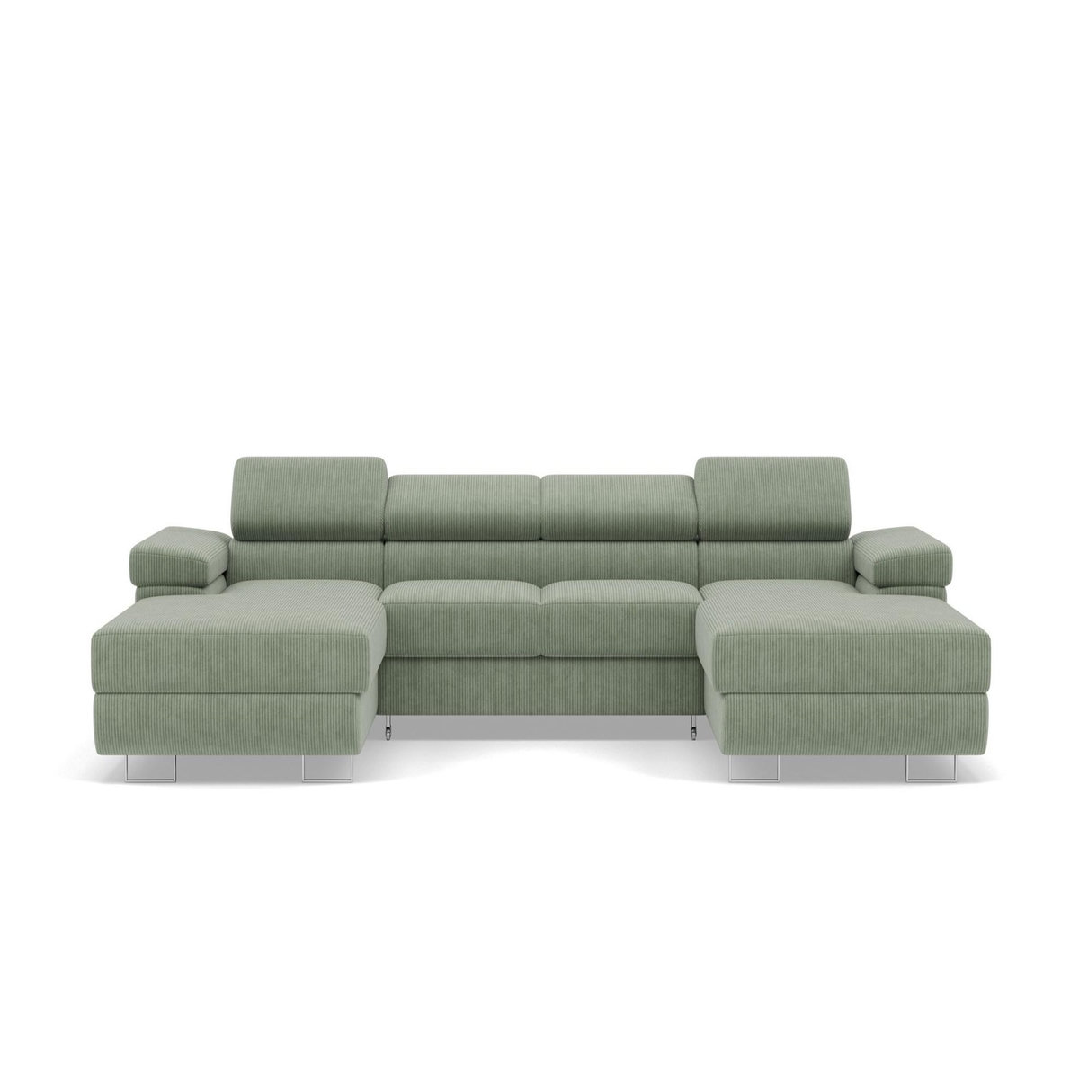 BEST MOBILIER Pablo - canapé panoramique en u - 7 places - convertible avec coffres et têtières réglables - en velours côtelé