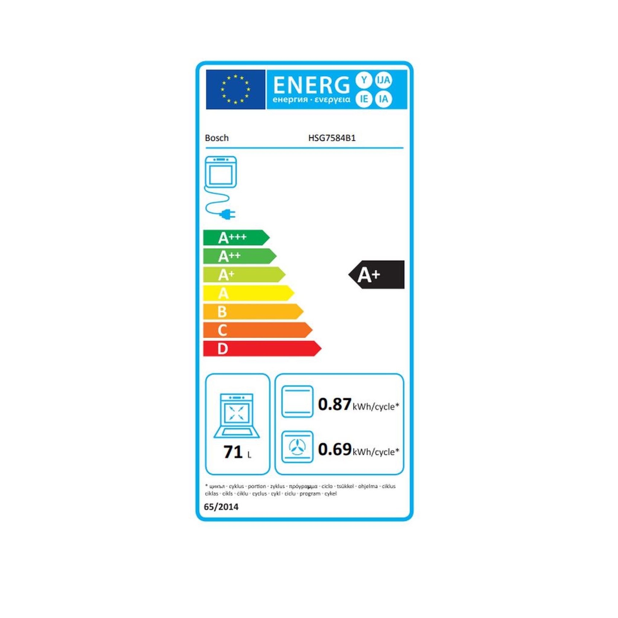 Voir la diapositive 2 : BOSCH Four intégrable combi vapeur 71l 60cm  a+ ecoclean noir - HSG7584B1