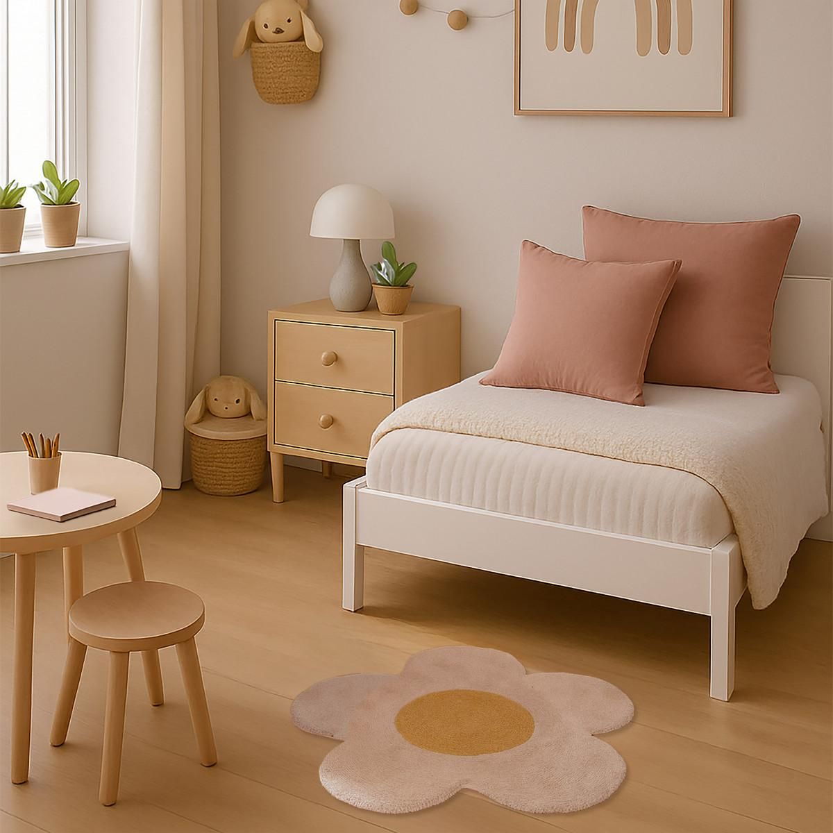 FUTURE HOME Tapis marguerite enfant en coton tufté 80x80cm