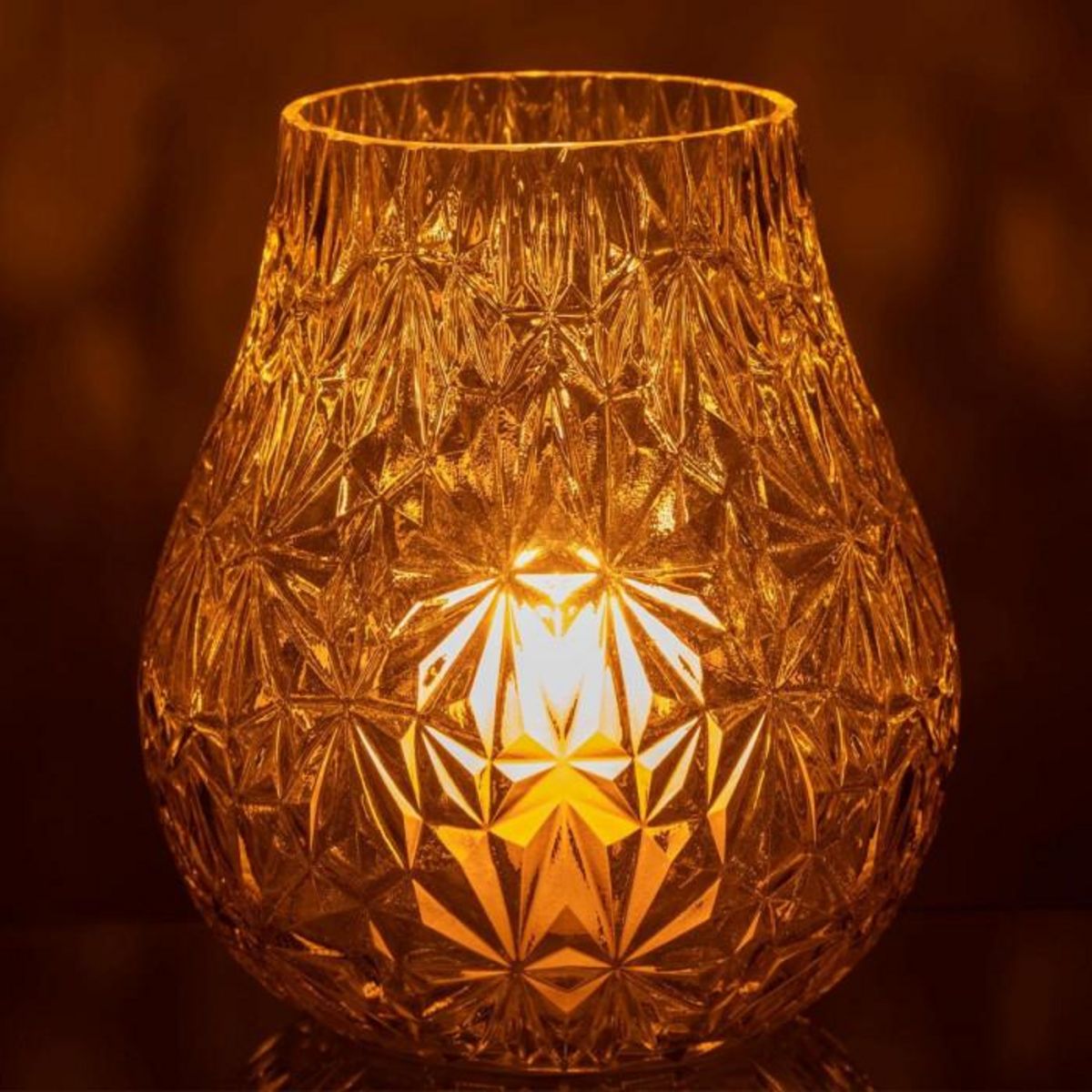 Paris Prix Vase Design en Verre  Diamant  22cm Jaune