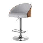 Rendez vous déco Chaise de bar réglable 63/84 cm en tissu gris clair-Carmelo