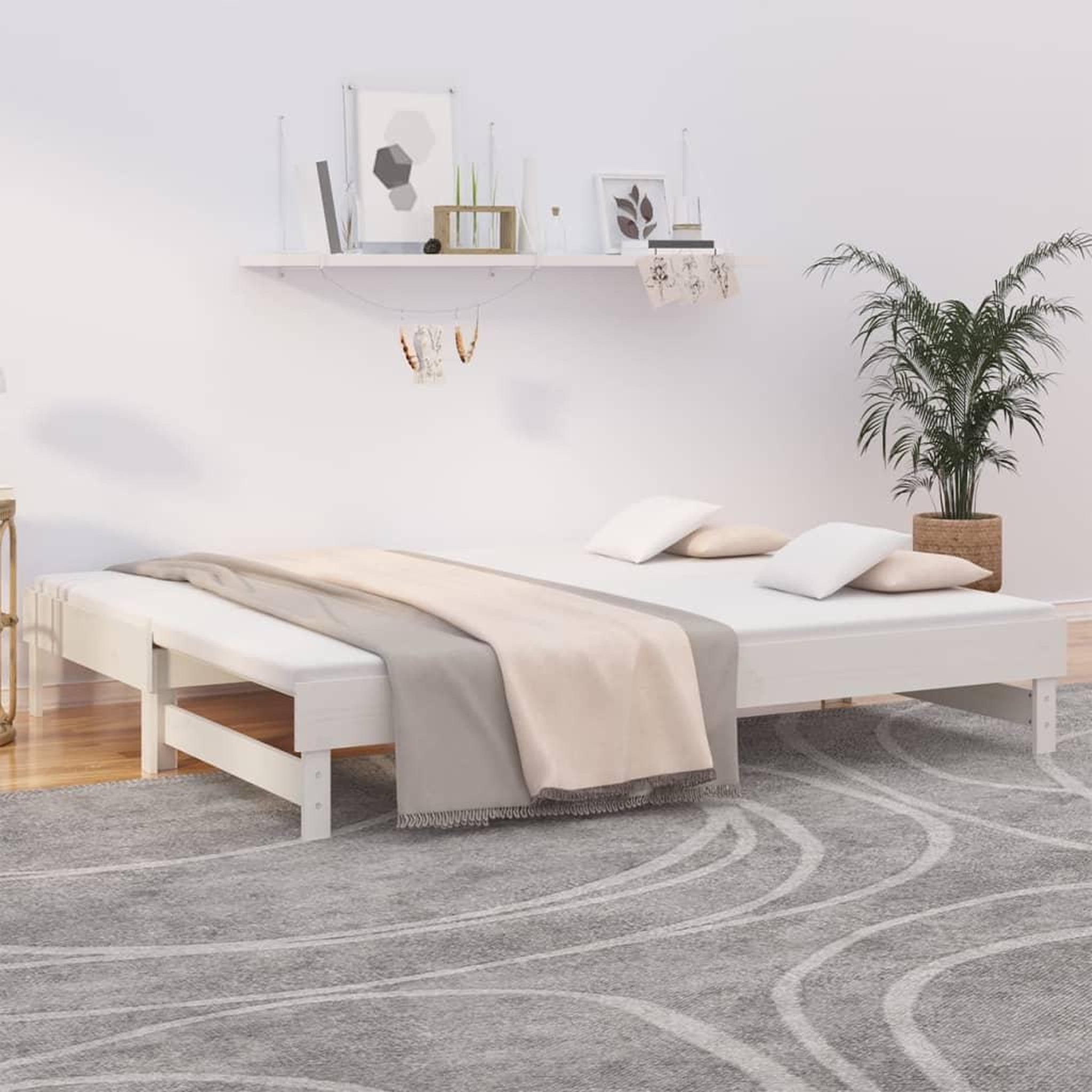 Voir la diapositive 1 : VIDAXL Lit coulissant sans matelas blanc 2x(90x200) cm