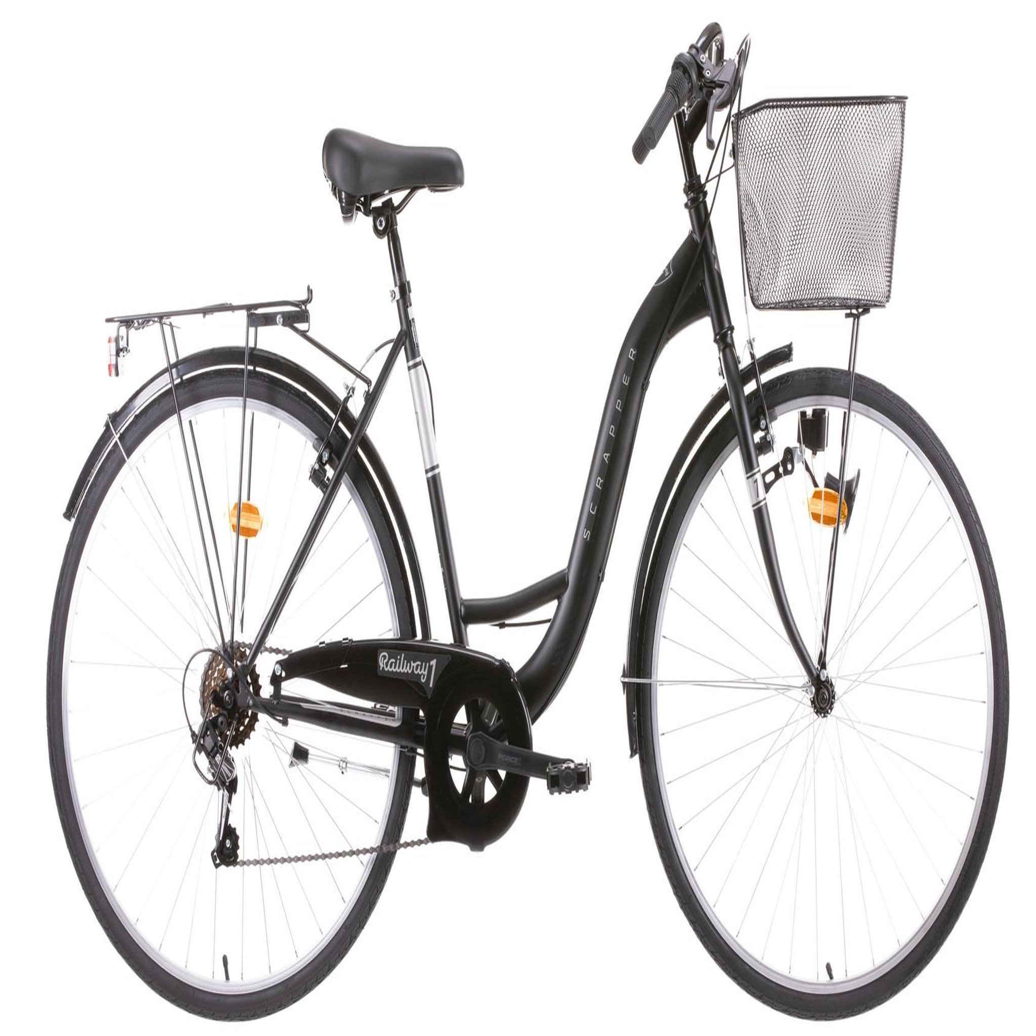 Voir la diapositive 1 : SCRAPPER Vélo de ville - VTC 28'' Rétro  Scrapper Railway 1 LDT Vintage   - 6 vitesses - Enjambement bas – Freins V-Brake - Shimano -  Equipé City