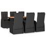 Voir la diapositive 2 : VIDAXL Ensemble a manger de jardin coussins 7pcs Noir Resine tressee