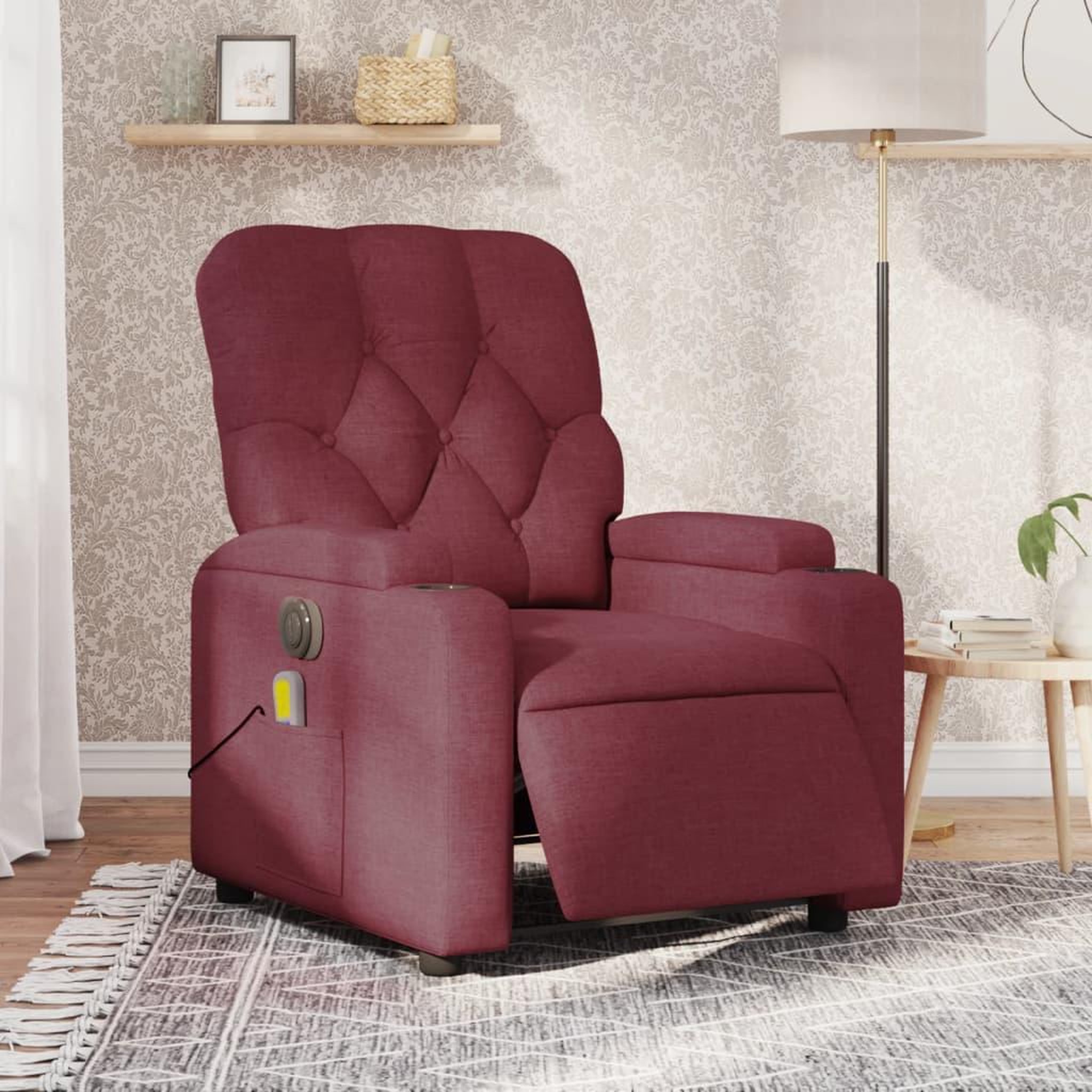 VIDAXL Fauteuil de massage inclinable electrique Rouge bordeaux Tissu