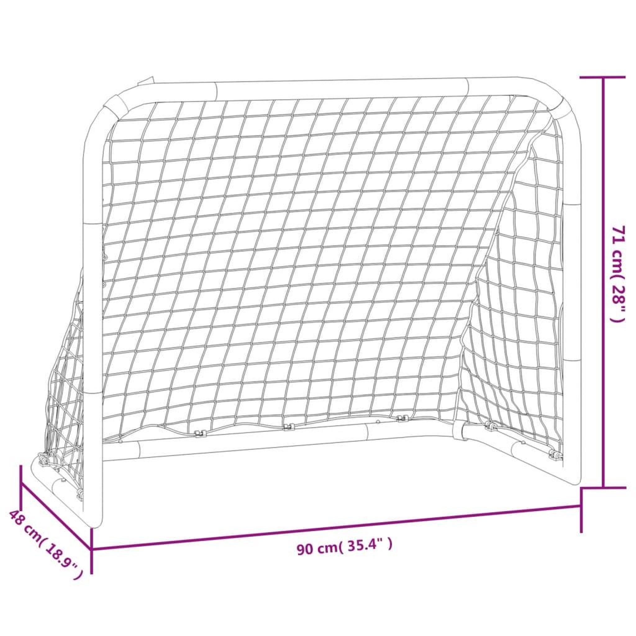 Voir la diapositive 6 : VIDAXL But de football avec filet rouge et noir 90x48x71 cm acier