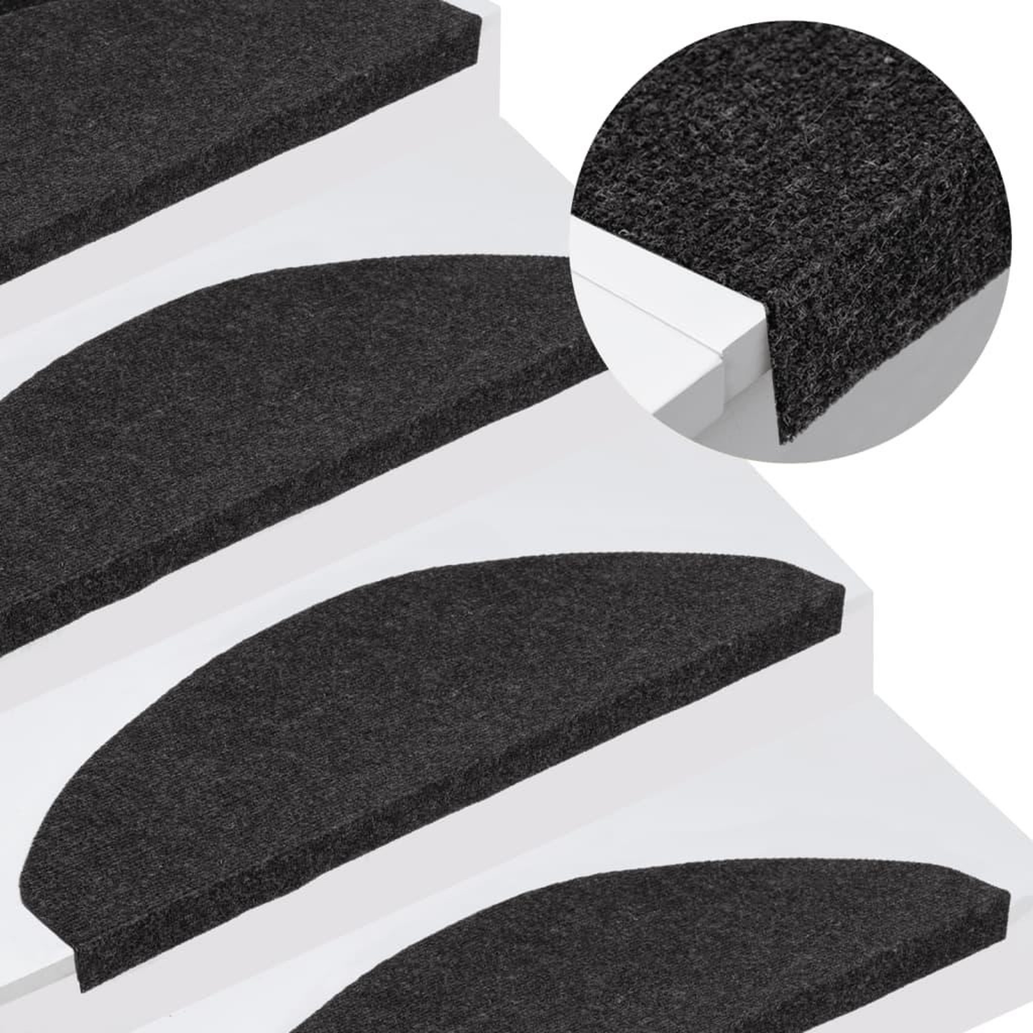 Voir la diapositive 1 : VIDAXL Tapis d'escalier autocollants 15 pcs 65x22,5x3,5 cm Noir