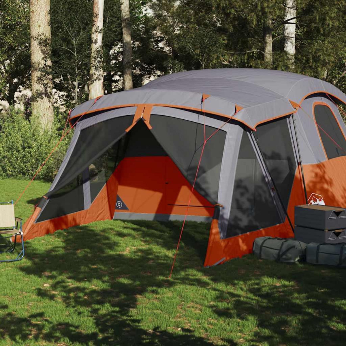 VIDAXL Tente de camping avec porche 4 personnes orange impermeable