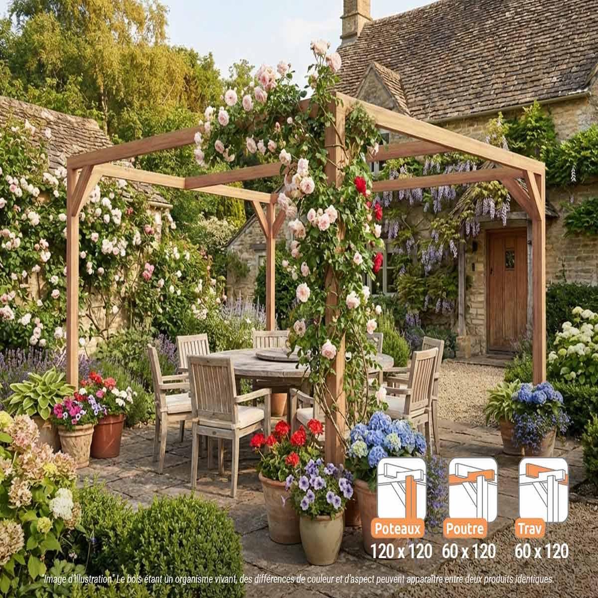 JARDIDECO Pergola en bois lamellé-collé caen 400 x 400 cm - maderland