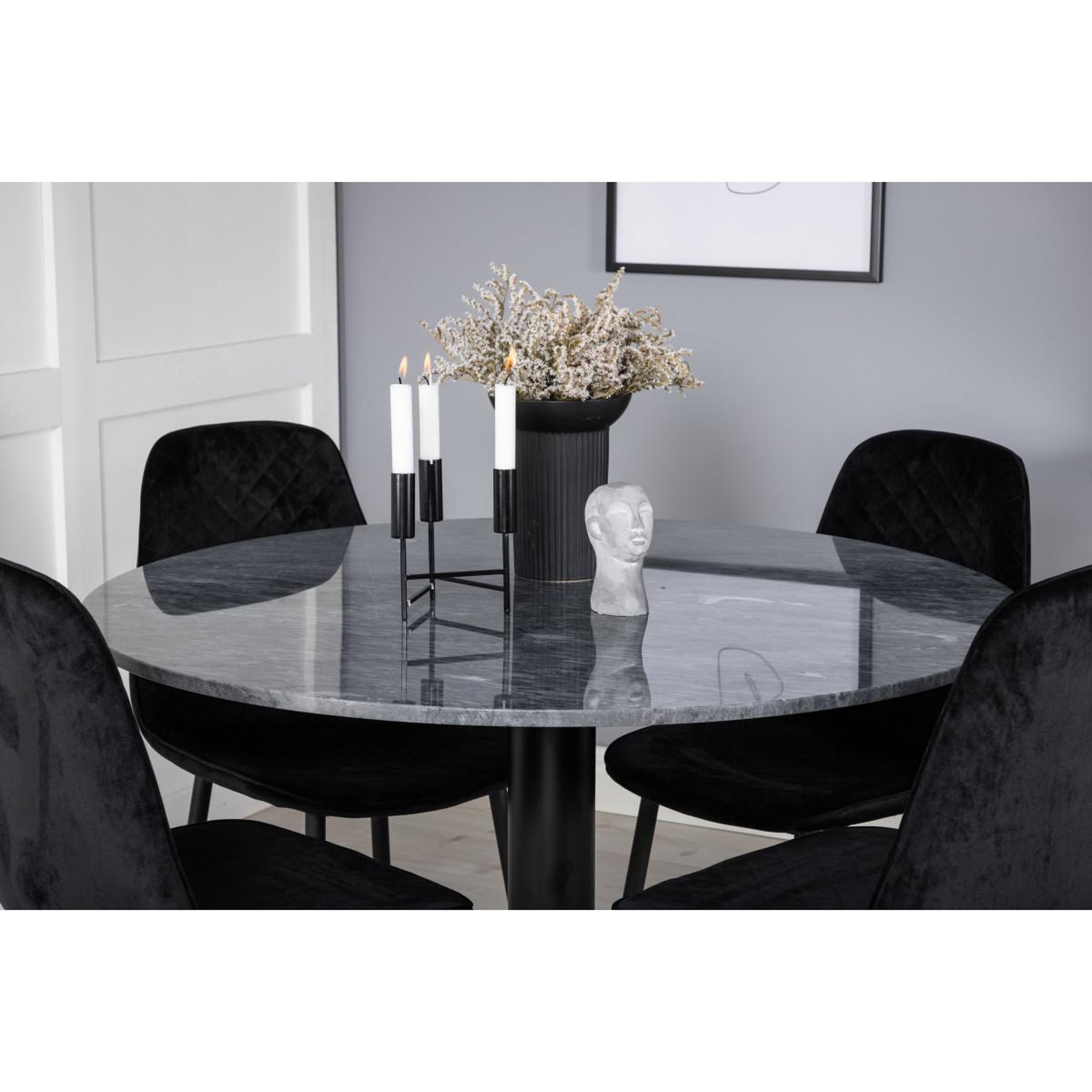 Voir la diapositive 6 : Paris Prix Ensemble table à manger & 4 chaises design  estelle i & polar  106cm gris foncé & noir