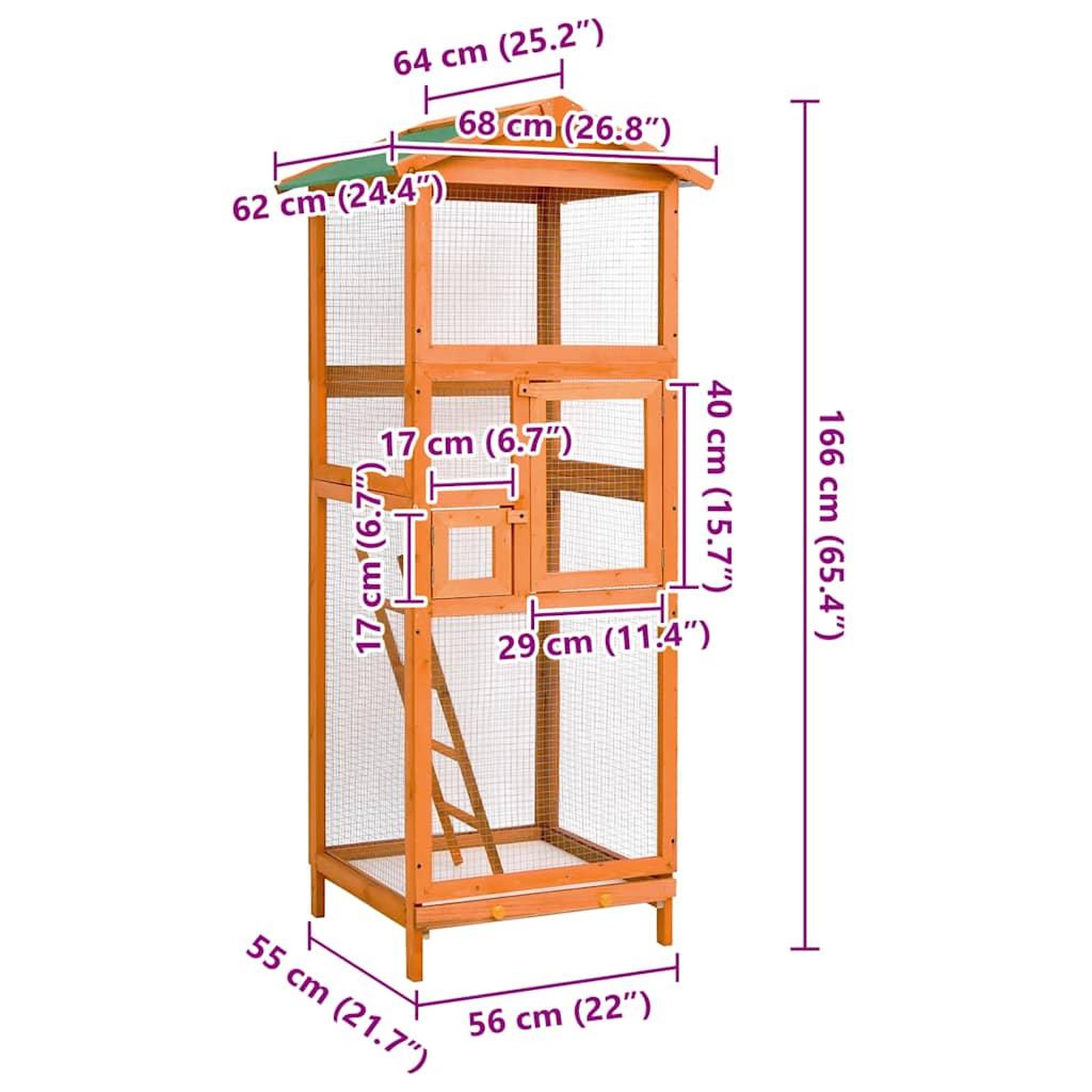 Voir la diapositive 6 : VIDAXL Cage a oiseaux 68x62x166 cm bois de sapin massif