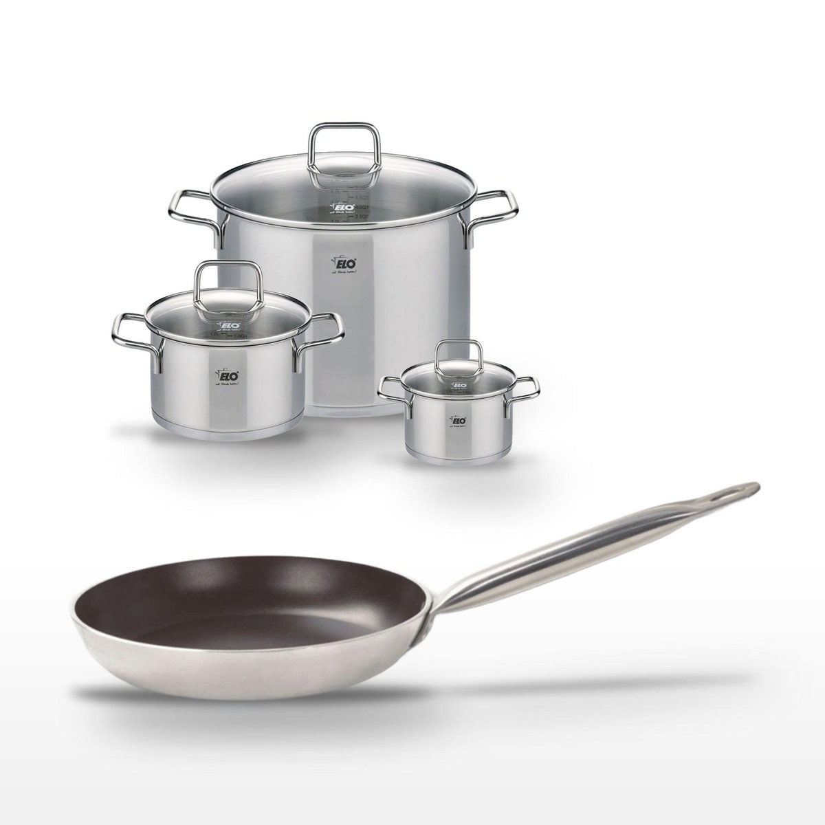 ELO Lot Poêle 32 cm Elo Bistro Line et 3 Faitouts Elo Citrin