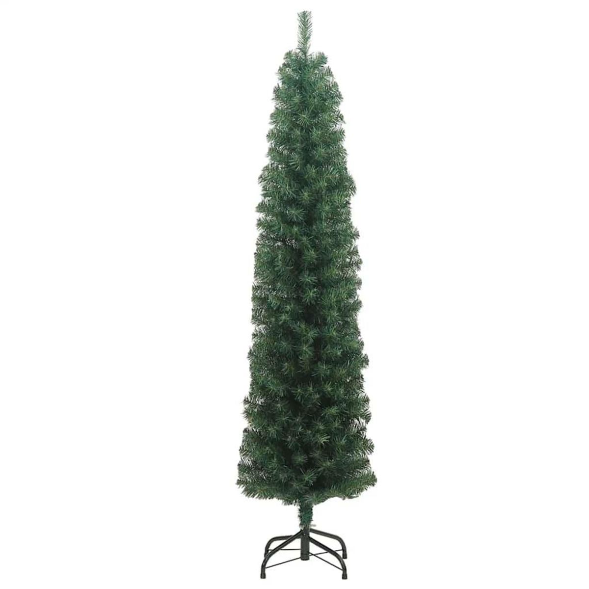 VIDAXL Sapin de Noël artificiel mince avec support vert 180 cm PVC