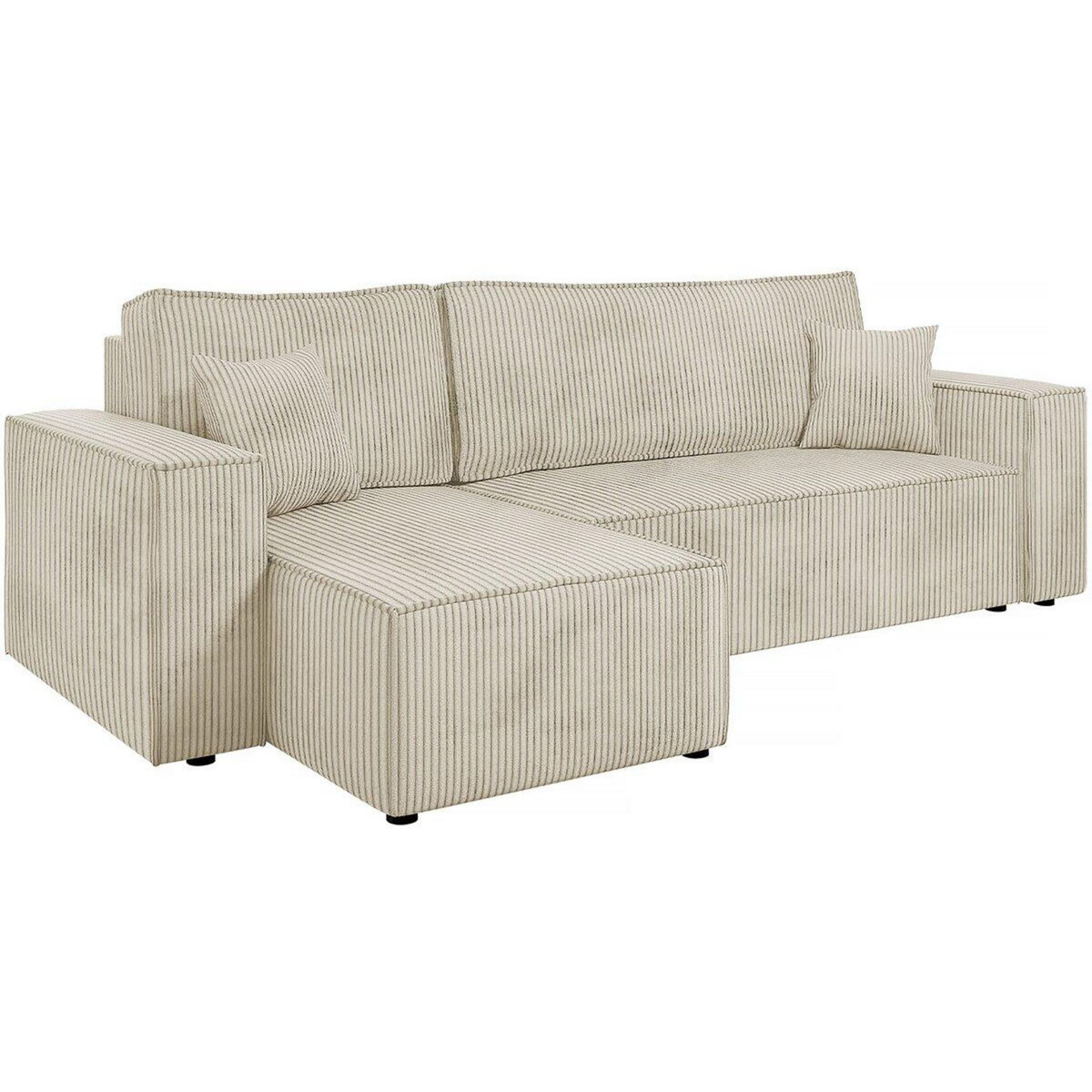 Habitat et Jardin Canapé d'angle convertible en velours côtelé  Karl   - 3 places - Beige