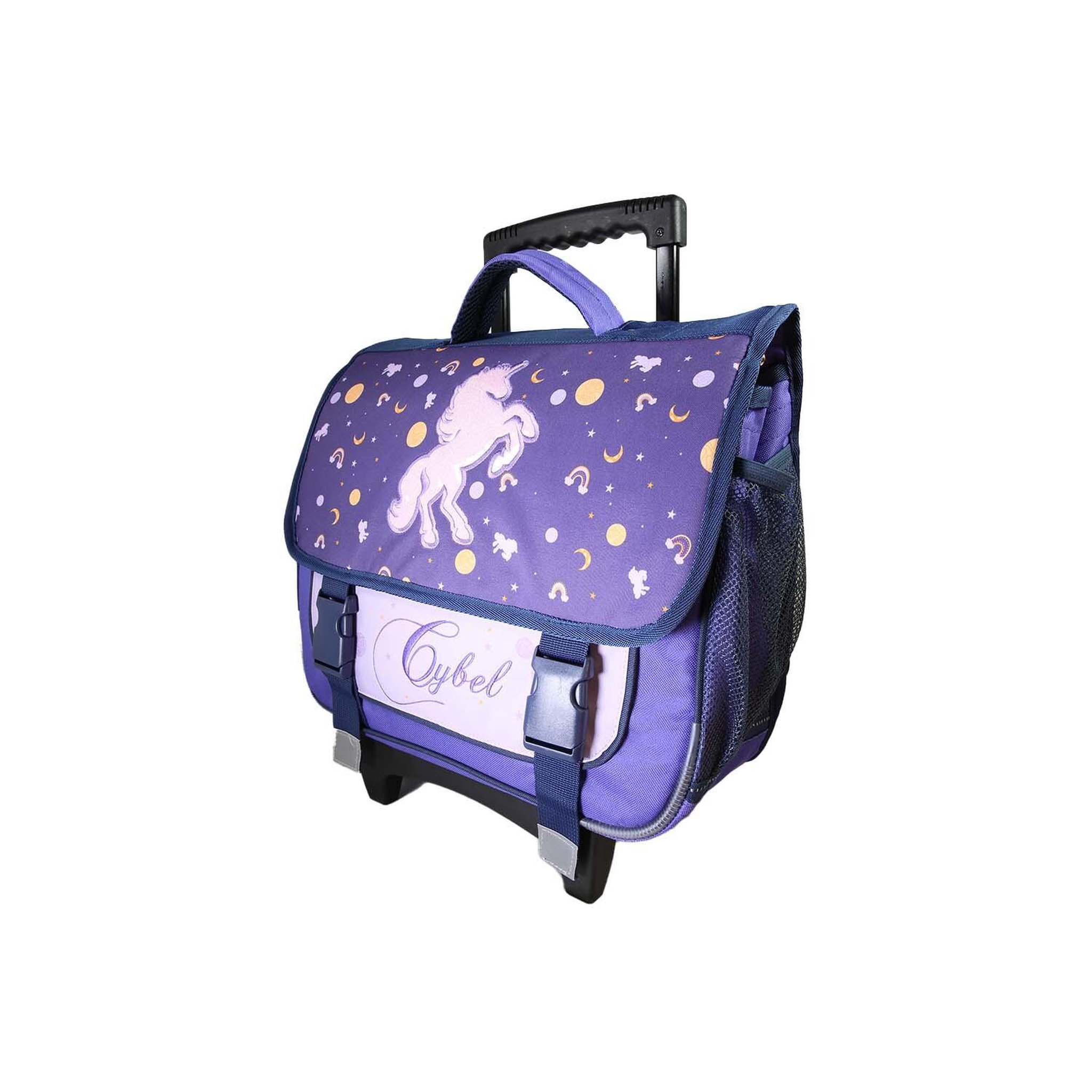 Voir la diapositive 2 : Bagtrotter Cybel – cartable à roulettes 38 cm primaire – violet – fille – 2 compartiments