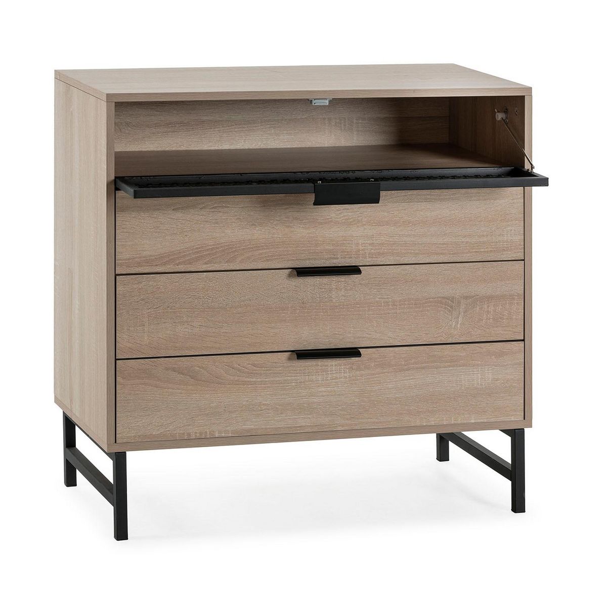 VS VENTA-STOCK Commode de nuit Hera 3 tiroirs 1 porte coloris bois