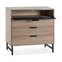 Voir la diapositive 3 : VS VENTA-STOCK Commode de nuit Hera 3 tiroirs 1 porte coloris bois