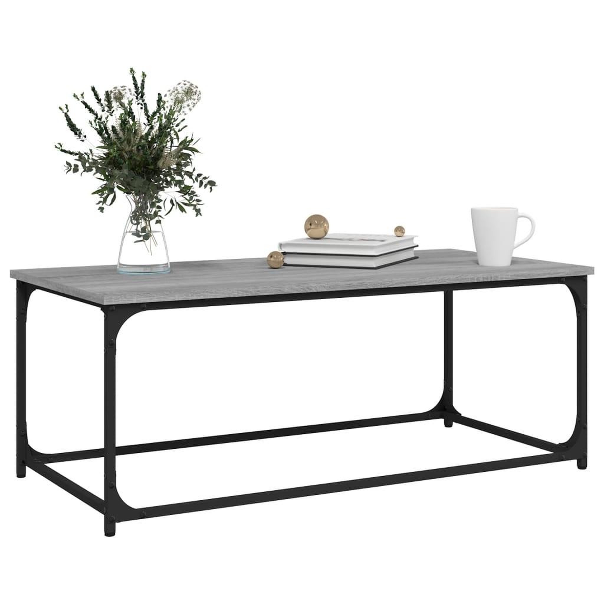 Voir la diapositive 4 : VIDAXL Table basse Sonoma gris 102x50x40 cm Bois d'ingenierie et fer