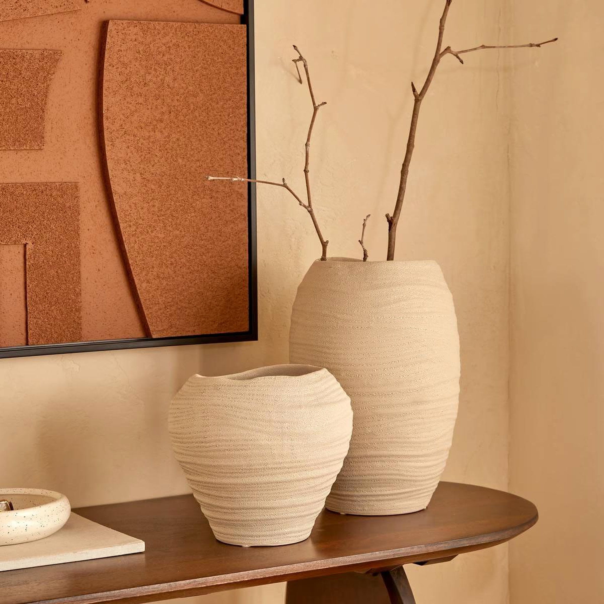 Voir la diapositive 4 : ATMOSPHERA Vase déco en céramique  prudi  31cm blanc