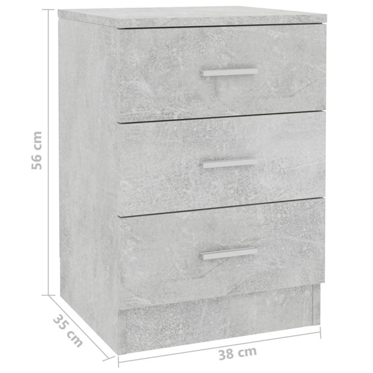 VIDAXL Table de chevet Gris beton 38x35x56 cm Bois d'ingenierie