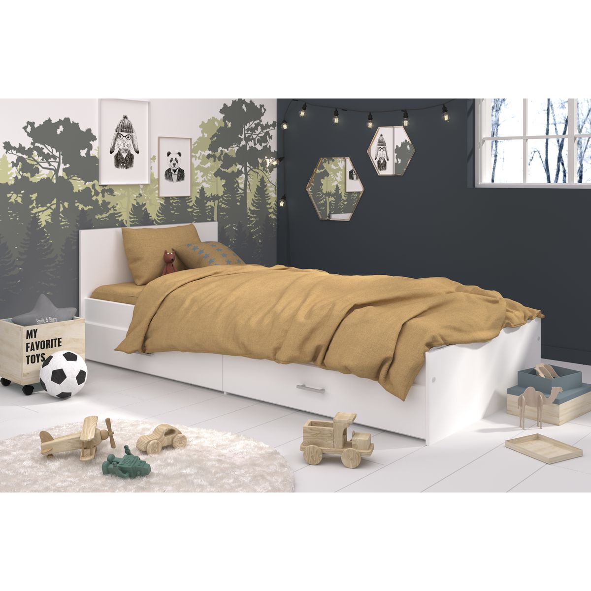 Lit 2 tiroirs 90x200cm EDEN