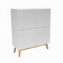 Voir la diapositive 3 : Argentier scandinave SNOW pieds en bois massif, 4 portes L100 cm 