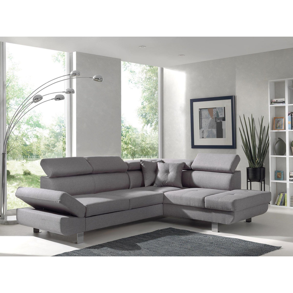 BEST MOBILIER Lisbona - canapé d'angle droit convertible - 5 places - avec têtières