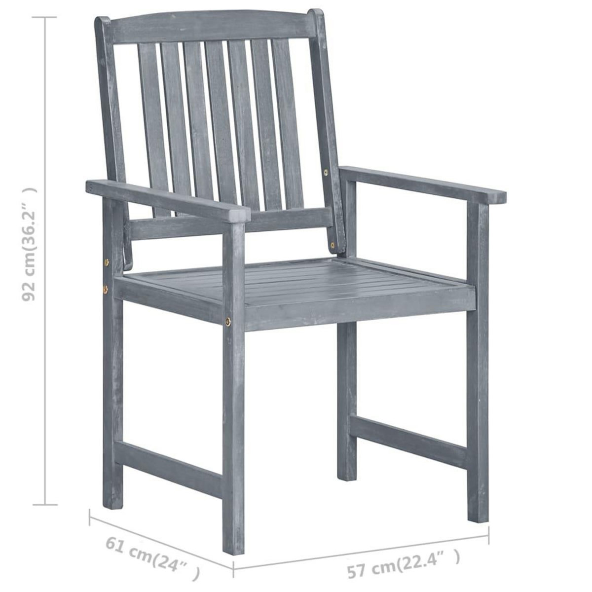 VIDAXL Chaises de jardin et coussins lot de 8 Bois acacia solide Gris