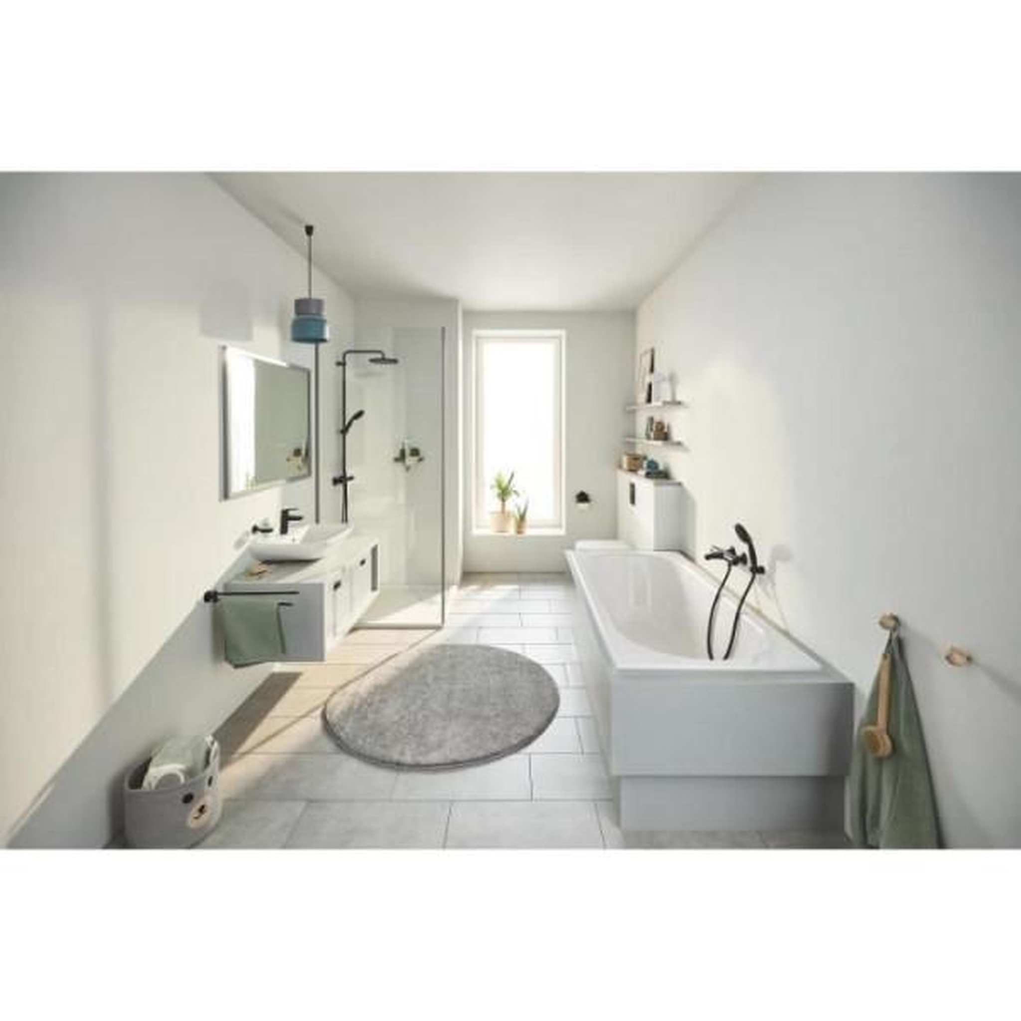 Voir la diapositive 2 : Grohe Mitigeur thermostatique bain/douche - grohe precision trend - 1022162432 - noir mat - montage mural apparent - economie d'eau
