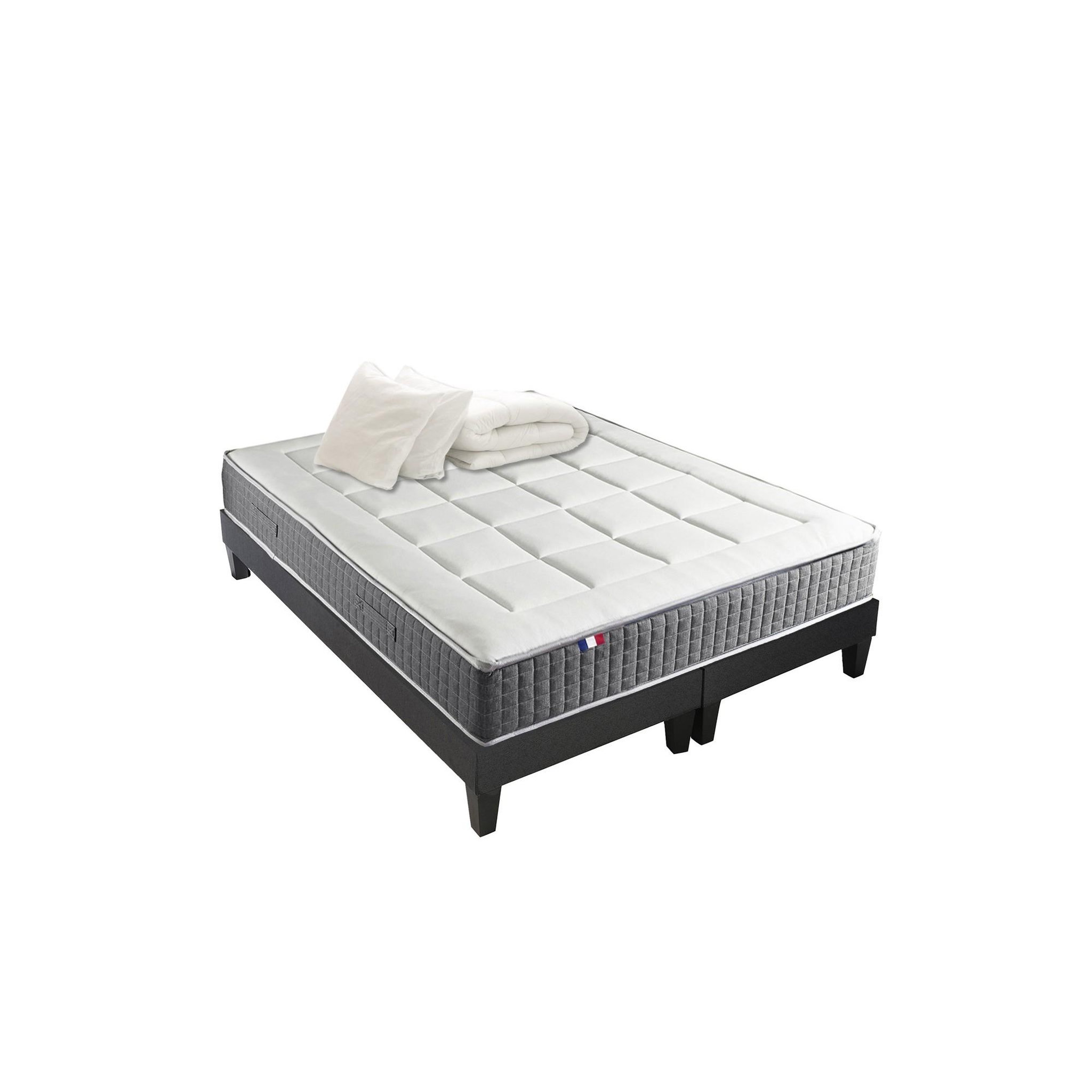 Voir la diapositive 2 : IDLITERIE Ensemble matelas MAX avec sommier, oreiller et couette, confort optimal