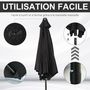 Voir la diapositive 6 : OUTSUNNY Parasol inclinable de jardin balcon terrasse manivelle toile polyester imperméabilisée haute densité 180 g/m² Ø2,7 x 2,35H m alu noir