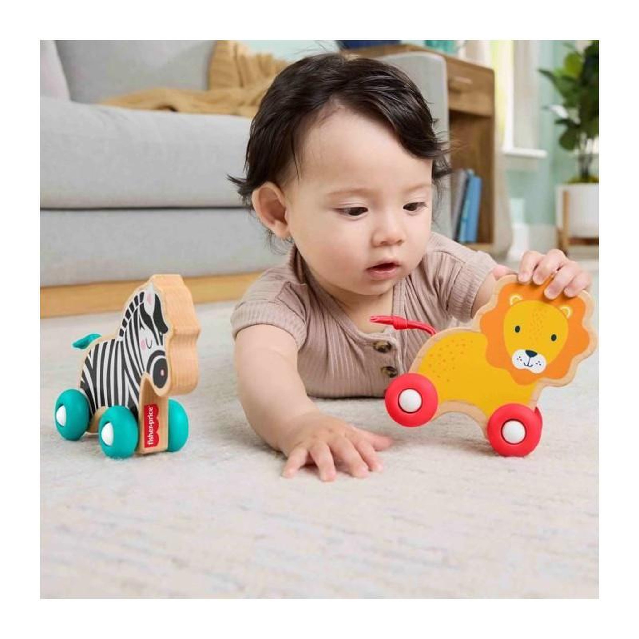 Voir la diapositive 4 : Fischer Jouets en bois Fisher-Price Animaux à pousser multicolores